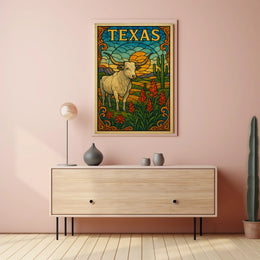 Texas Stained Glass Landscape Poster
