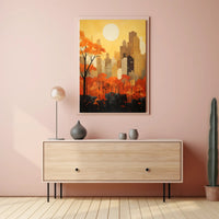 Cityscape Meets Nature in Vibrant Urban Artistry Poster