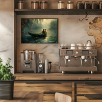 Romantic Rowboat Scene: Dreamy Impressionist Lake Poster