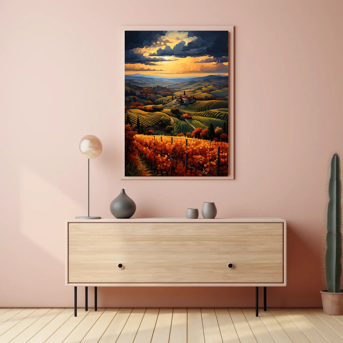 Vibrant Tuscan Countryside Landscape Artistic Poster