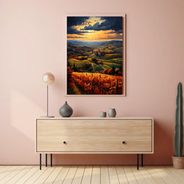 Vibrant Tuscan Countryside Landscape Artistic Poster