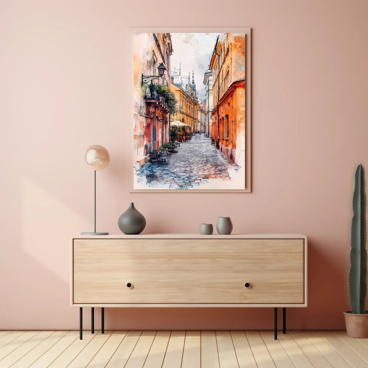 Vivid City Scene Lviv Old Town Street View Ukraine Poster