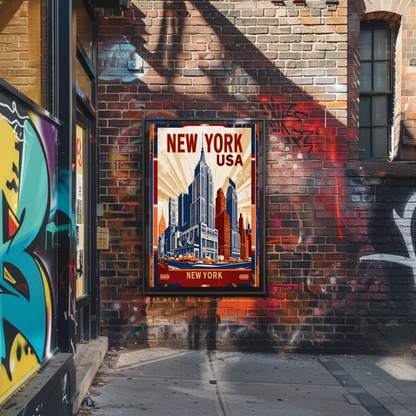 New York USA Empire State Building Vintage Travel Poster