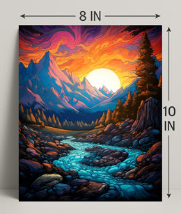 Vibrant Mountain Sunset Poster PosterGoat