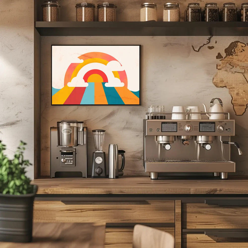 Retro Rainbow Mid-Century Modern Abstract Art Poster