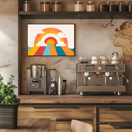 Retro Rainbow Mid-Century Modern Abstract Art Poster