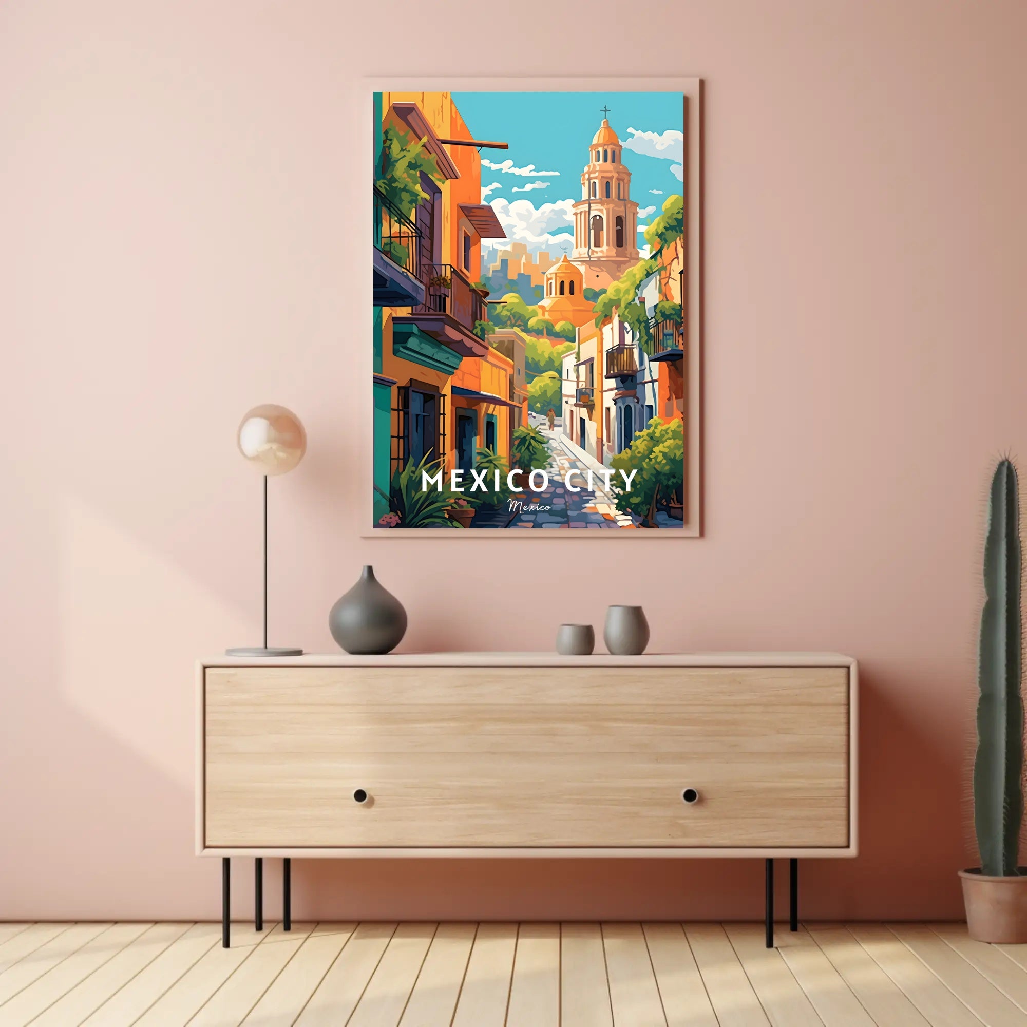 Mexico City Vibrant Street Scene Travel Poster