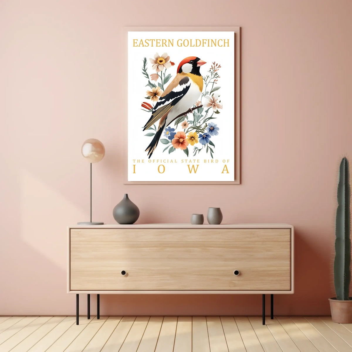 Eastern Goldfinch Iowa State Bird Art Poster