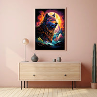 Majestic Wolf Psychedelic Landscape Art Poster