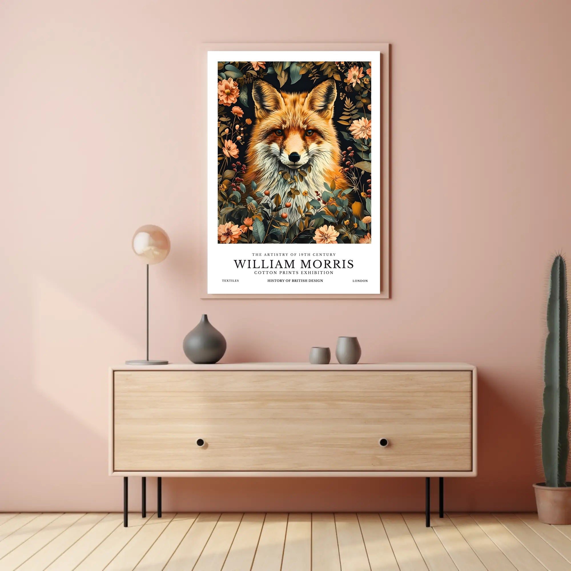 Fox in Floral Elegance: Artistic Poster