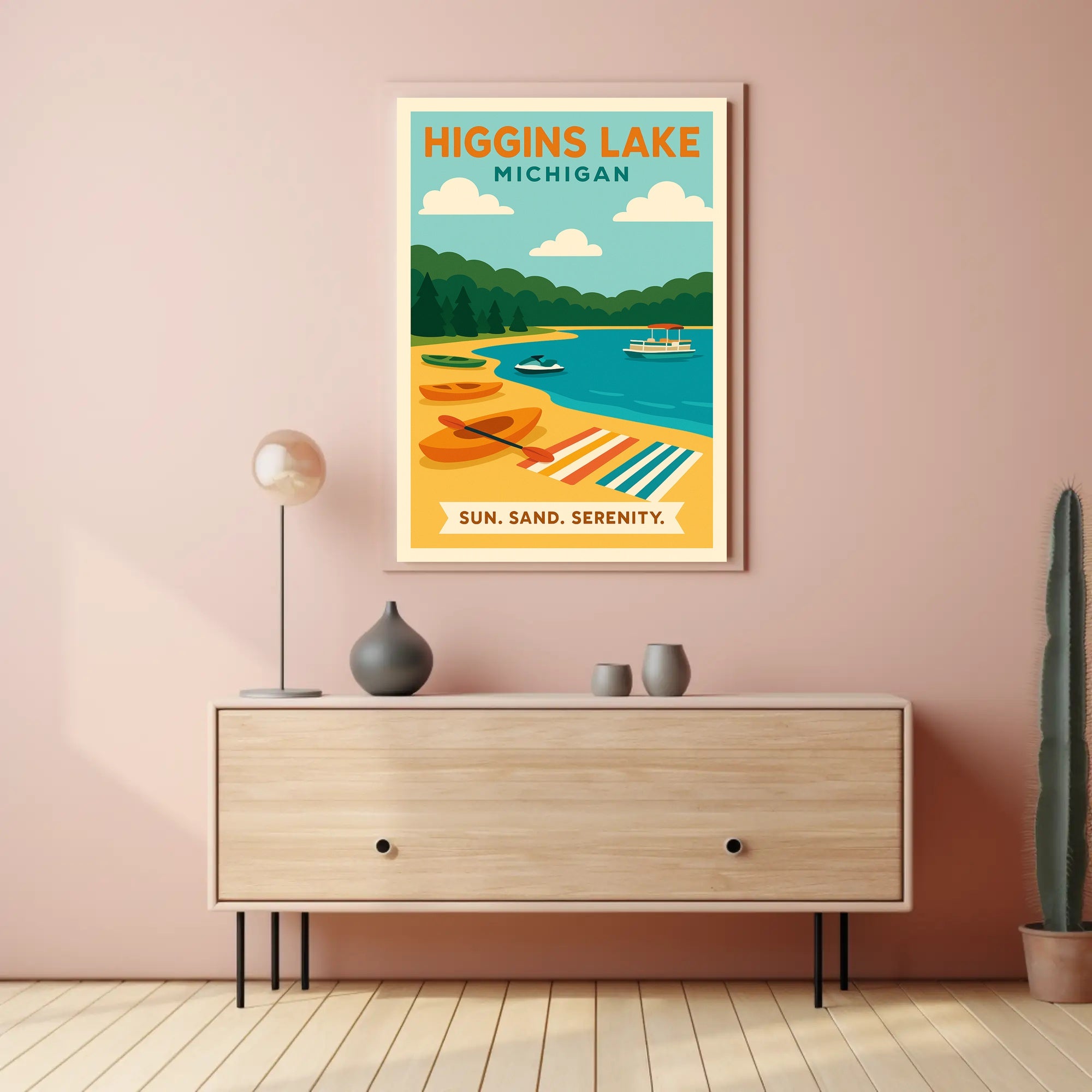 Serene Lakeside Retreat Higgins Lake Travel Poster