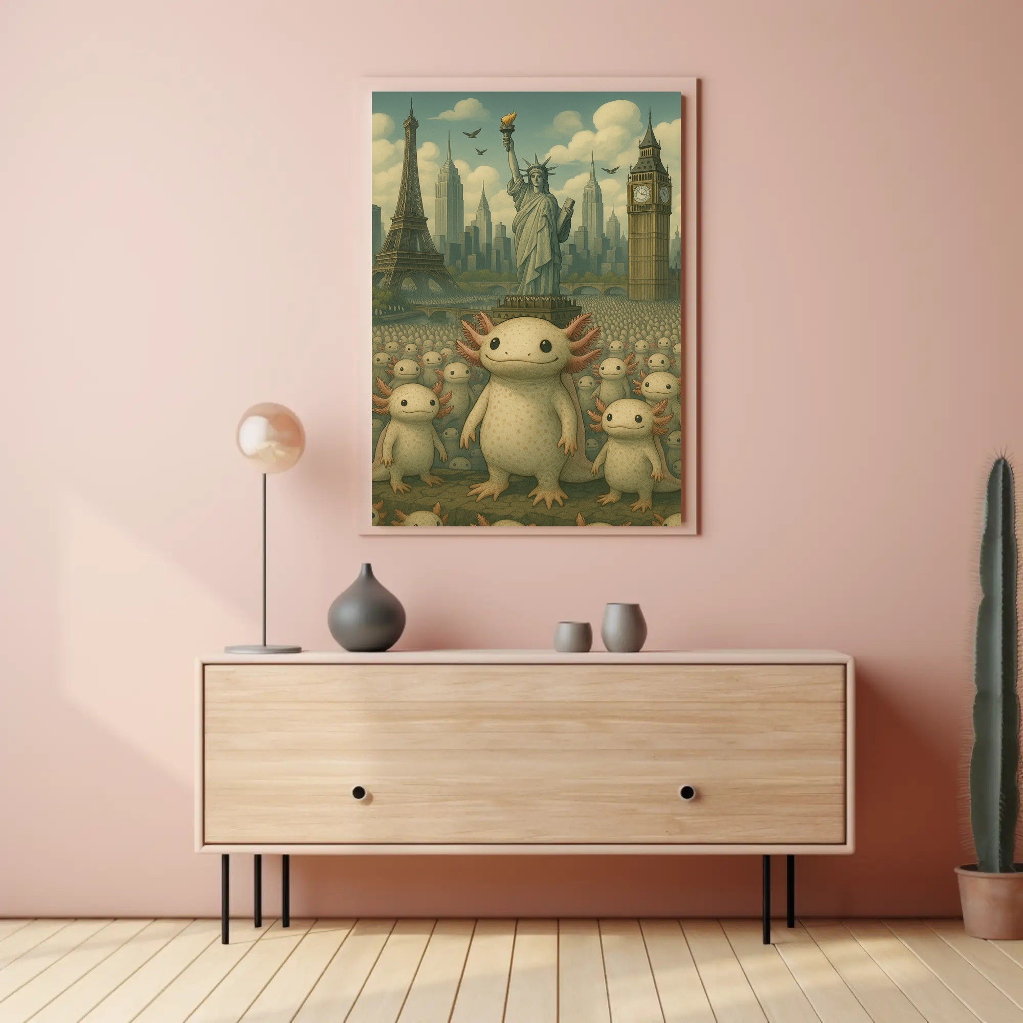 Whimsical Worlds Unite Fantasy Poster Abstract Wall Art