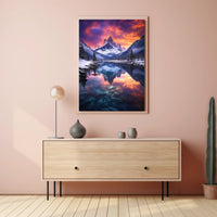 Serene Snowy Mountain Landscape at Sunset - National Park Poster