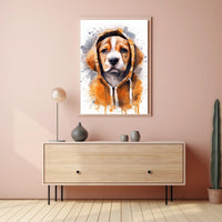 Hoodie Pup Watercolor Poster Print Wall Art