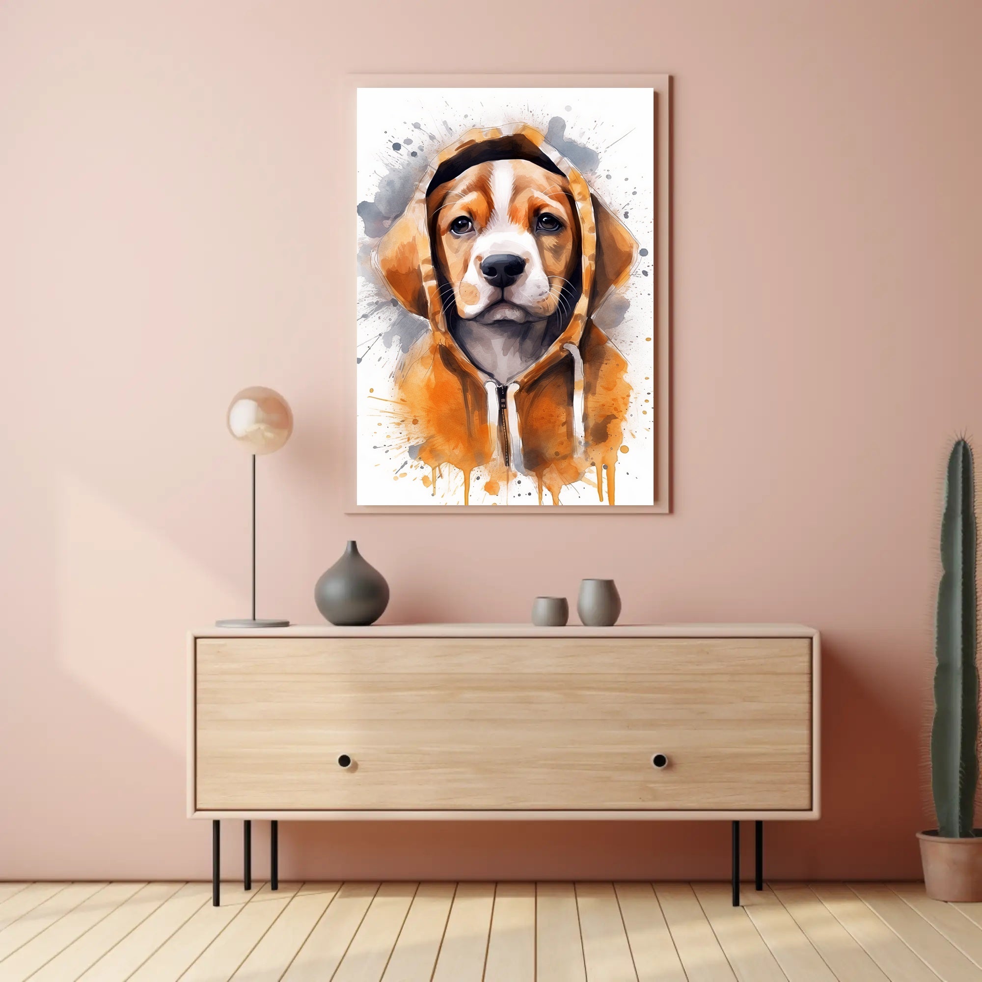 Hoodie Pup Watercolor Poster Print Wall Art