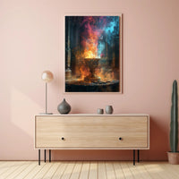 Mystical Chalice with Swirling Flames Fantasy Poster PosterGoat