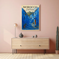 Chefchaouen Blue Pearl Moroccan Street Art Poster