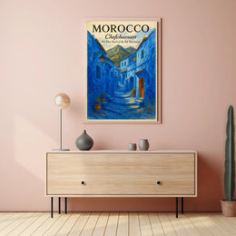 Chefchaouen Blue Pearl Moroccan Street Art Poster