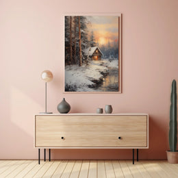 Winter Cabin Retreat Poster