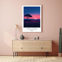 Masai Mara Sunset Travel Poster