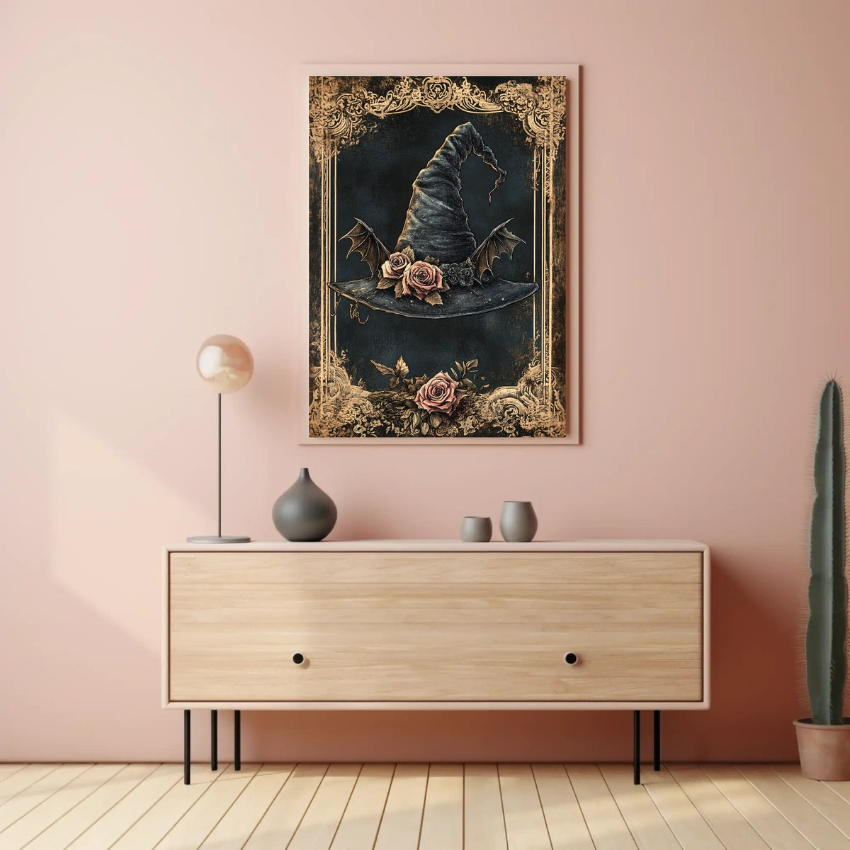 Whimsical Witch's Hat with Vintage Floral Details Cultural Poster