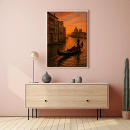 Venice Sunset Gondola: Photorealistic Travel Poster