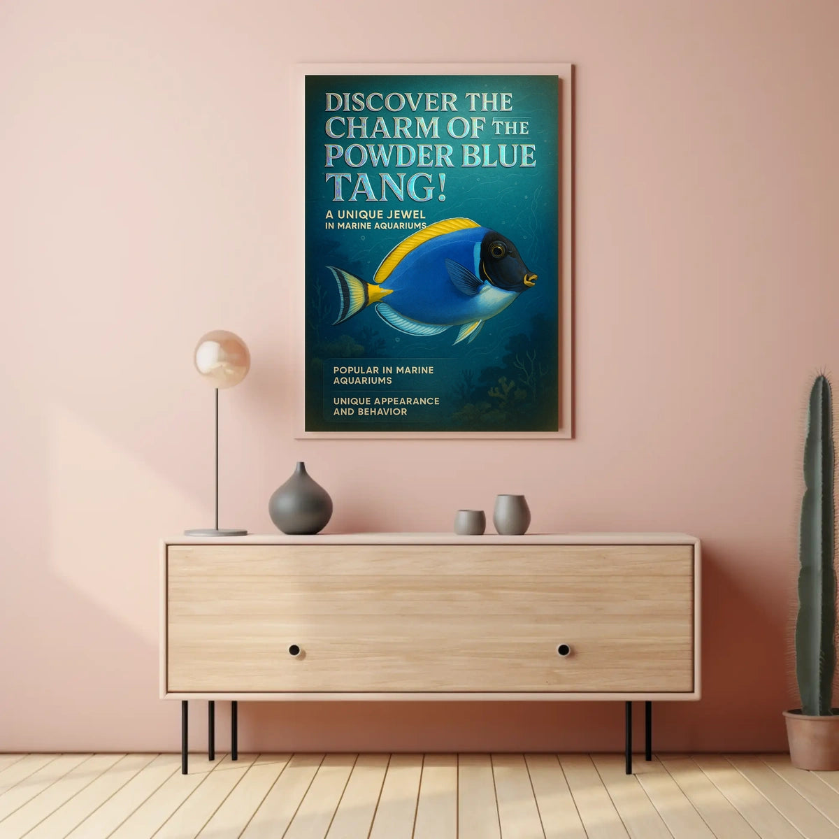 Powder Blue Tang Illustration: Captivating Animal Poster