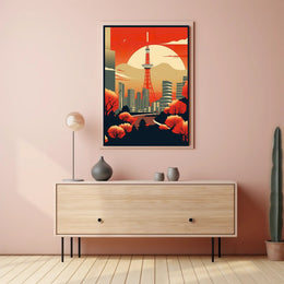 Autumn Skyline: Tokyo Tower at Sunset Poster