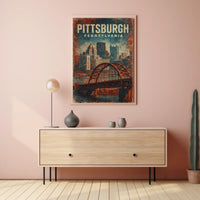 Pittsburgh Vintage Cityscape Retro Poster