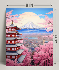 Cherry Blossoms And Pagoda Poster