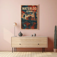 Waterloo Iowa Skyline Minimalist Realism Wanderlust Poster