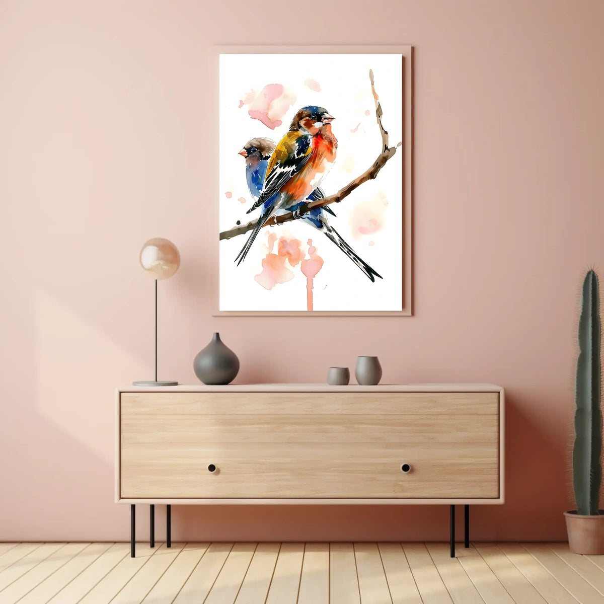 Vibrant Birds on a Branch Poster