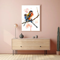 Vibrant Birds on a Branch Poster