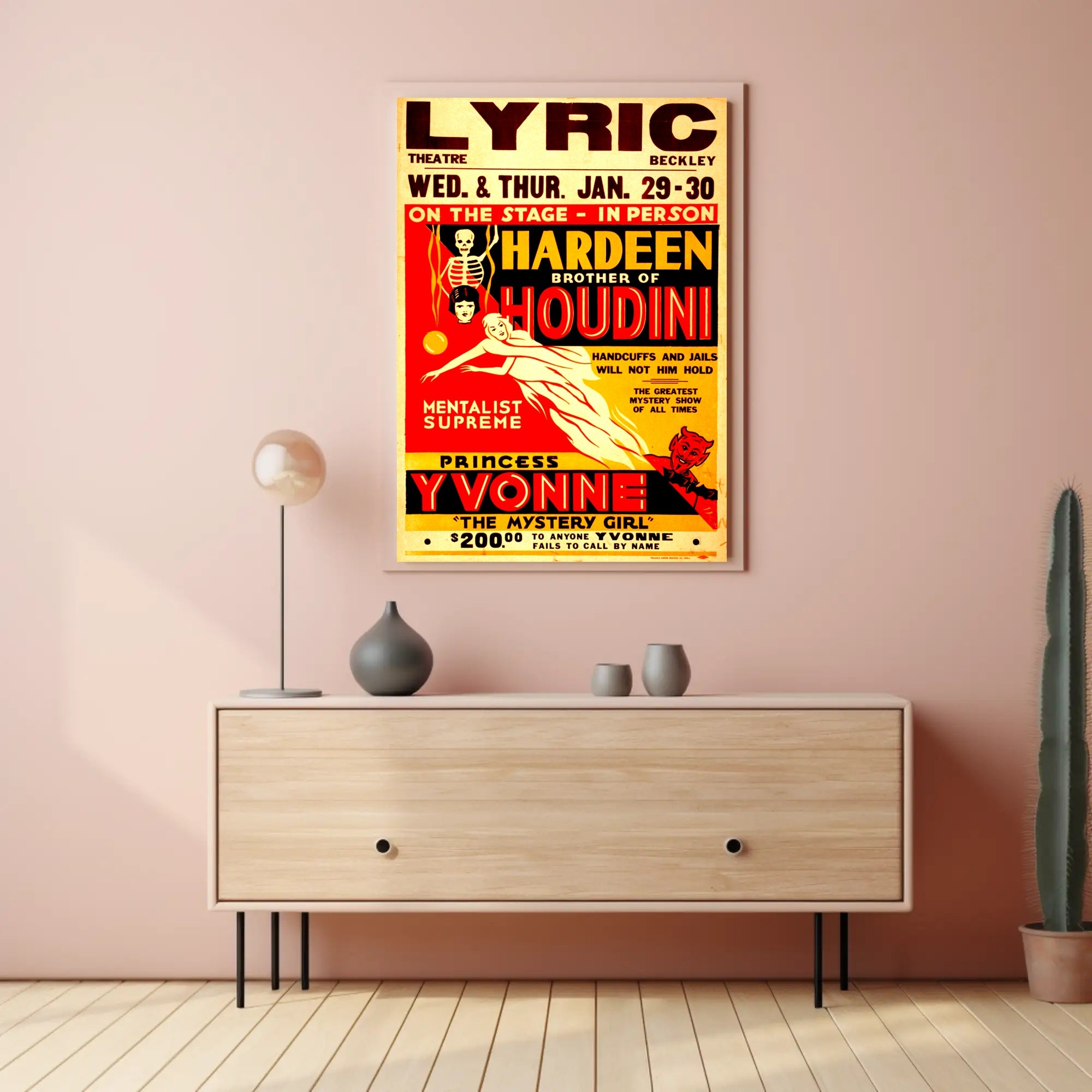 Houdini's Hardeen Vintage Magic Show Poster - Cultural Heritage Poster