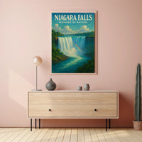 Niagara Falls Wonder Vintage Travel Poster