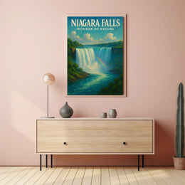 Niagara Falls Wonder Vintage Travel Poster