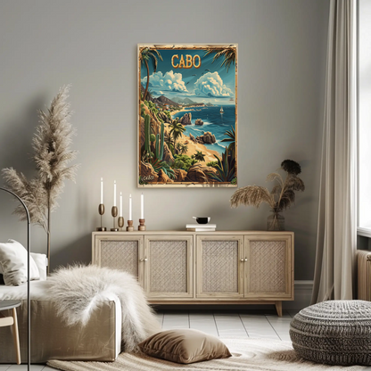 Cabo Vintage Coastal Mexico Travel Poster