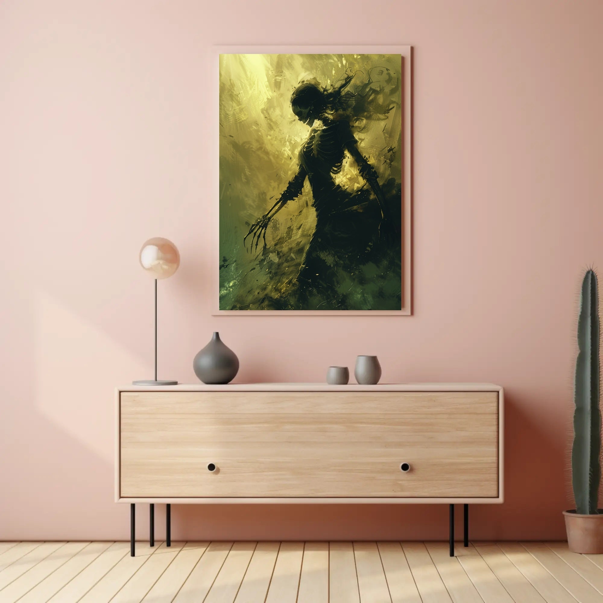 Ethereal Gothic Transformation: Surreal Skeleton Art Poster PosterGoat