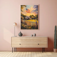 peaceful farmhouse landscape Poster