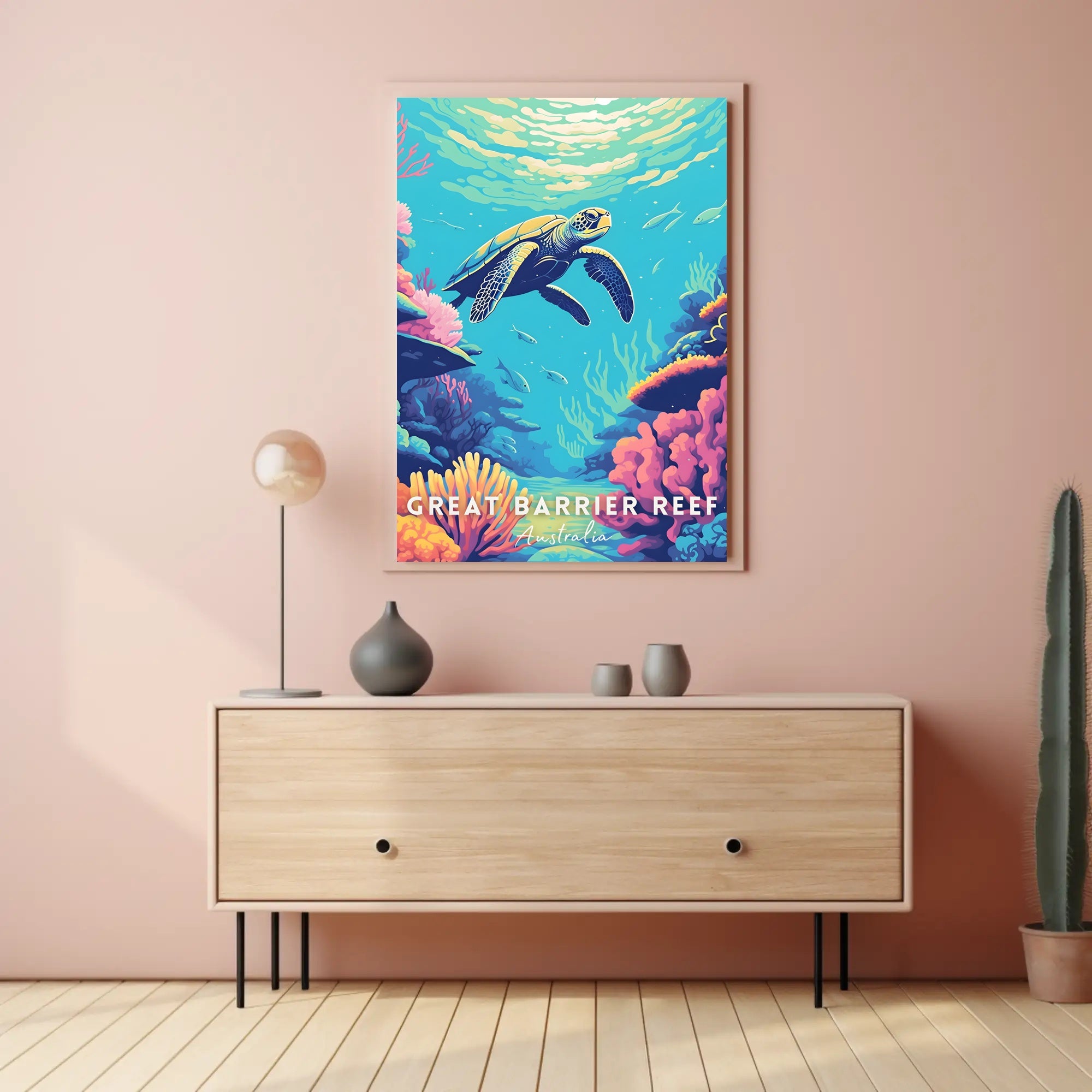Underwater Sea Turtle: Vibrant Animal Poster