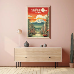 Retro Sapporo Japan Scene Vintage Travel Poster