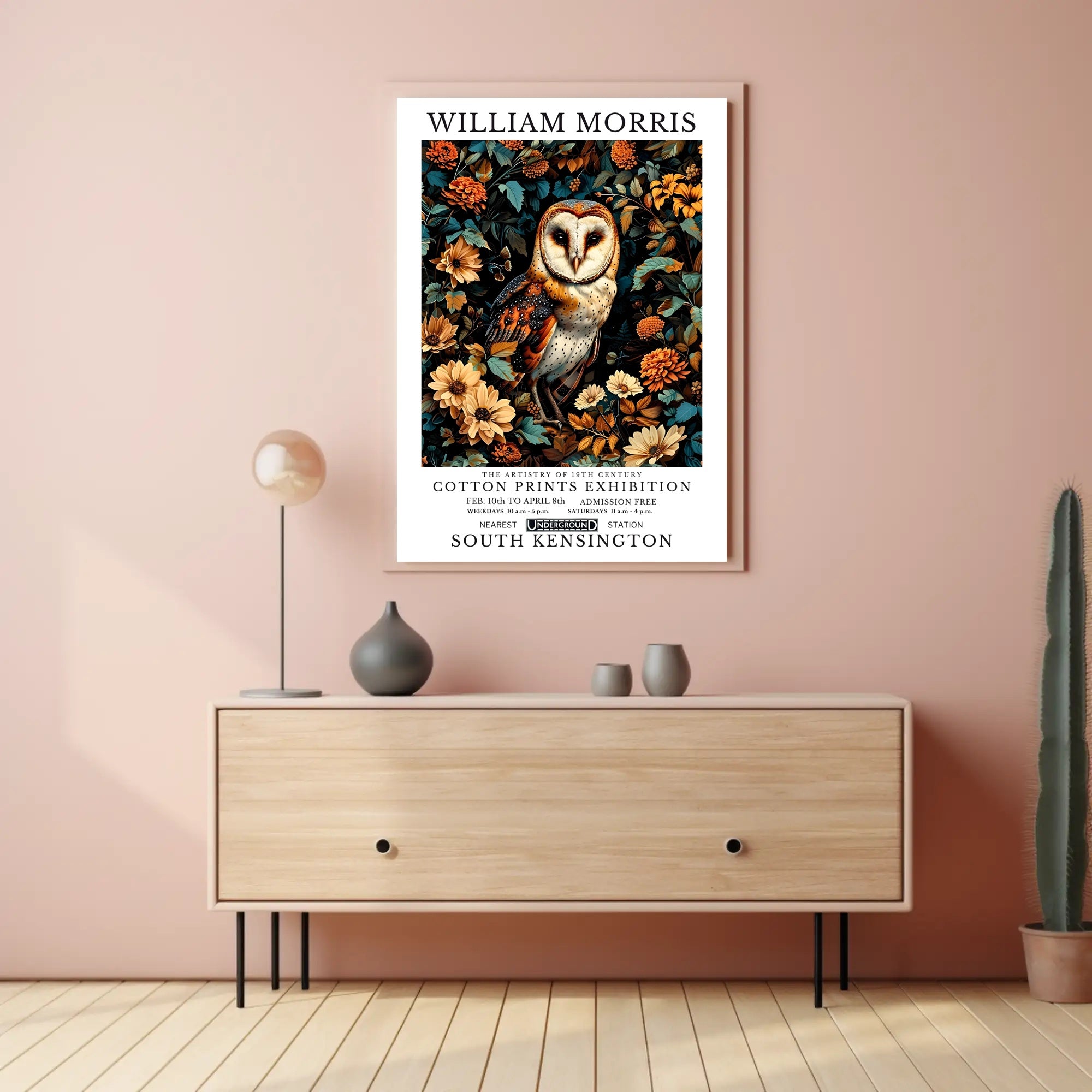 19th Century Owl Botanical Artistry Poster