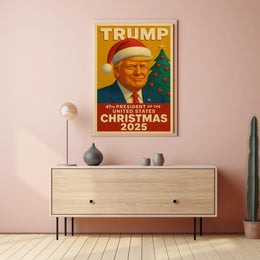 The poster features an individual wearing a Santa hat, suggesting a Christmas theme. Travel Poster