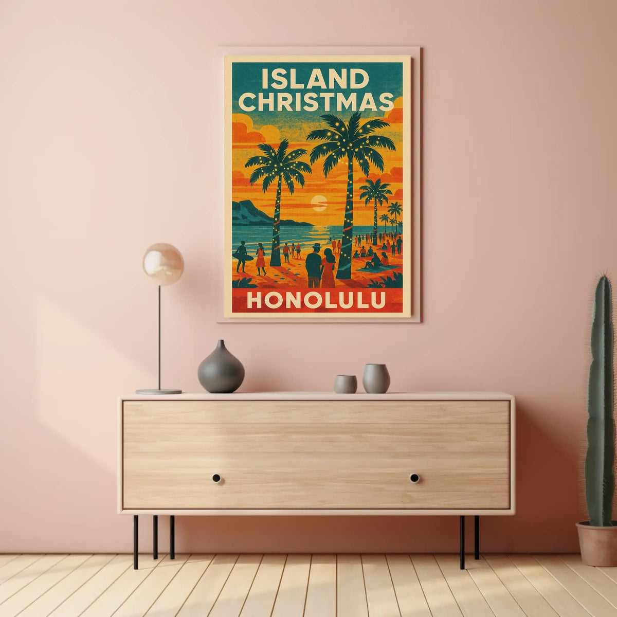 Island Christmas in Honolulu Poster