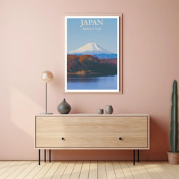 Mount Fuji Autumn Scene Cultural or Heritage Poster