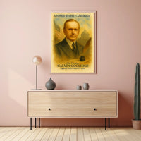 Calvin Coolidge 30th President of the United States Vintage Watercolor Poster
