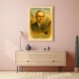 Calvin Coolidge 30th President of the United States Vintage Watercolor Poster