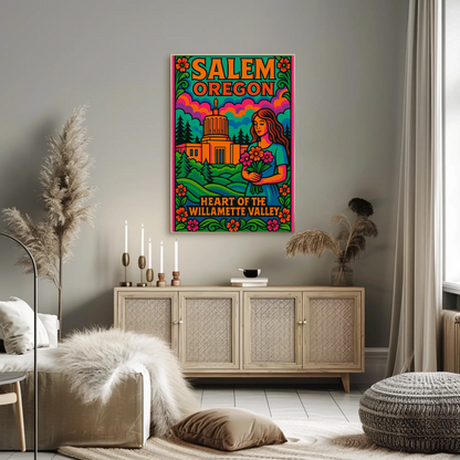Salem Oregon Willamette Valley Travel Poster