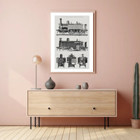 Vintage Locomotive Blueprint Poster PosterGoat