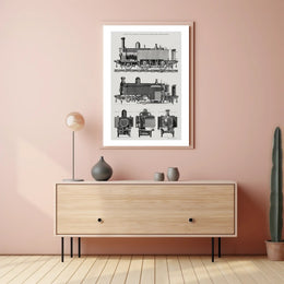 Vintage Locomotive Blueprint Poster PosterGoat